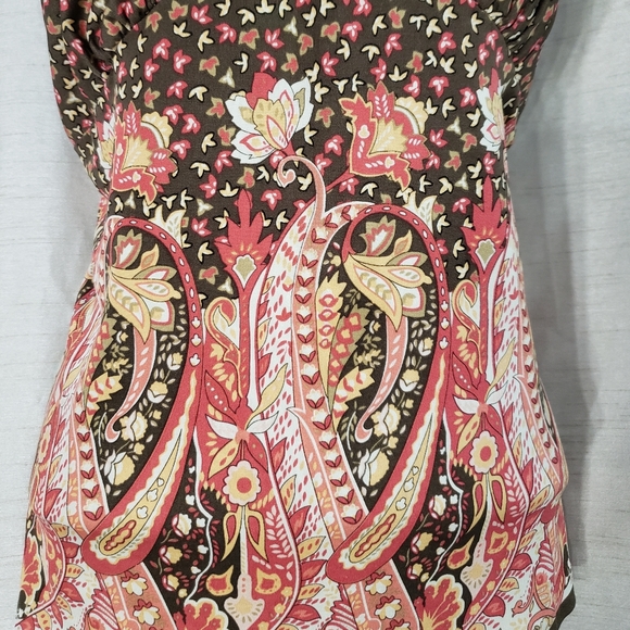 NWOT Talbots brown pink orange floral paisley silk blouse top Womens 14 - Picture 6 of 8